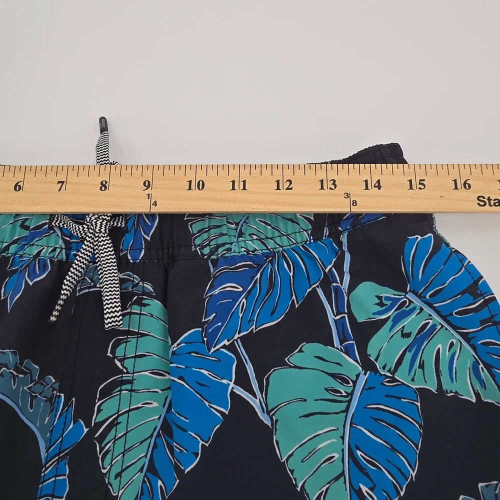 Reyn Spooner Mens Tropical Monstera Leaf Swim Trunks Blue Small Bamboo Charcoal